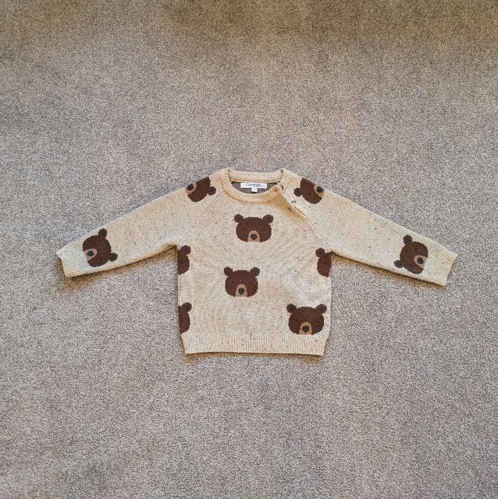 George Oatmeal Knit Bear Sweater 3T